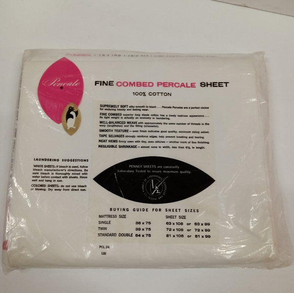 NEW Penneys New Old Stock Vintage Combed Cotton Percale Twin Sheet - Picture 2 of 9